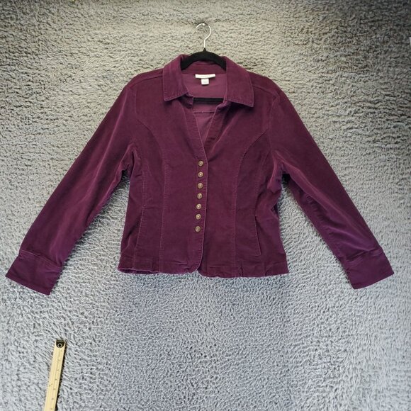 Dressbarn Jacket Womens Large Purple Corduroy Button-Down Long Sleeve - Picture 1 of 9